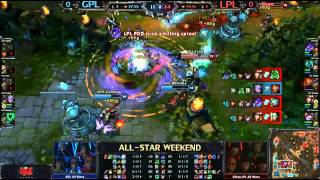 LoL All Star GPL VS LPL 1st match Team fight and  pretty dive