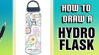 How To Draw A HYDRO FLASK On Paper EASY | Step-by-step Tutorial Of A Water Bottle - Ignite Art