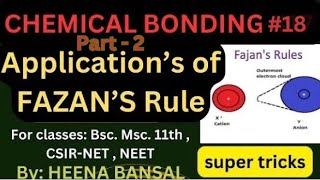 Applications of FAZAN’S Rule | chemical Bonding | #csirnet #neet