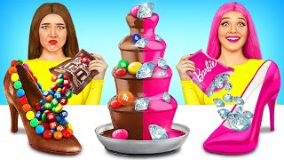 Chocolate Fountain Fondue Challenge | Funny Battle & Chocolate Cake by RATATA POWER