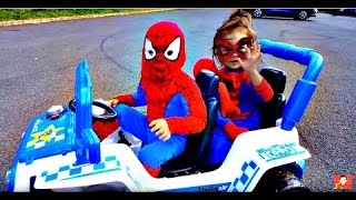 Spidergirl,Spiderman & Spiderbaby Story/ Police Car Accident/Funny Video/For Kids