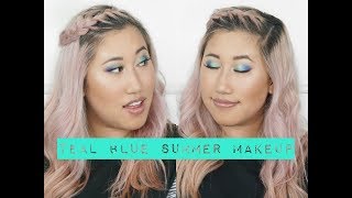 Teal Blue Summer Makeup Look || heidiroro