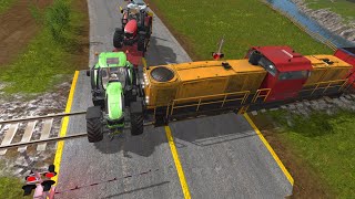 We Play by Train - Rail transport and an crash at a railroad crossing | Farm Simulation