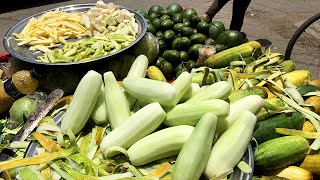 Extremely Spicy Masala Cucumber \ MANGO | Street Food FAST Cutting Skills