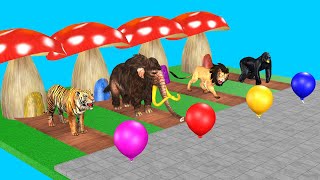 Don't Choose The Wrong Mystery Balloon with Gorilla Cow Mammoth Elephant Lion Tiger Wild Animal Game