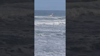 Boat Riding the Waves #oregon #travel #scenery #nature #waves #kingtide #ocean #oceanwaves #asmr