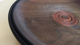 Wood turning #20 " Golden phoenix" 13" walnut  platter