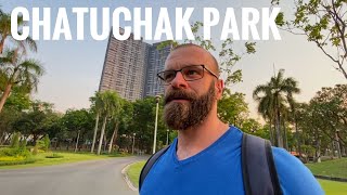 Long walk around Chatuchak Park and Wachirabenchathat Park in Bangkok Thailand