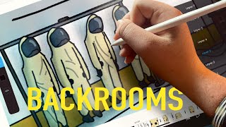 Drawing BACKROOMS A-Sync Employee! (GODZILLA vs MONKEY part 25)