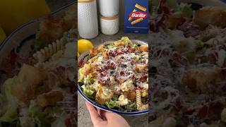 Chicken Caesar Pasta Salad with Crispy Pancetta #shorts #pastasalad #dietitian