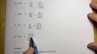 Conversions of Percentages