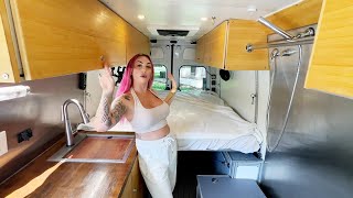 DIY Mercedes Sprinter VAN CONVERSION w/ awesome INDOOR SHOWER DESIGN 🚐