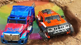 Look For Toy Cars In The Rainbow Pit🌈🌈🌈 | Transformers Toys | Truck Toys | Kudo Kids Toys