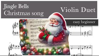 Jingle Bells - Christmas song - violin duet sheet music - easy beginner