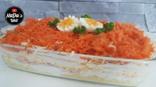 Mimosa Salat | einfacher Schichtsalat | Perfekte Beilage zum Fleisch | NaDas Welt Rezepte