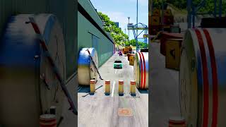 car vs six bollard barrier crash  33 #shorts