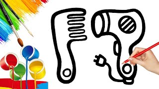 How to draw hair tools and color for kids // #drawing #viral #howtodraw #art #kidsvideo