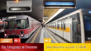 🚇 🔴 M1 da Uruguay al Duomo e 🟡 M3 dal Duomo a Lodi T.I.B.B. Nuova sigla