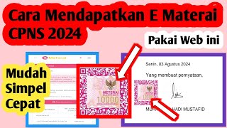 Update Cara Mendapatkan E Materai CPNS 2024 | E Materai