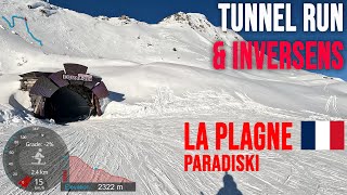 [4K] Skiing La Plagne, Tunnel Run (Blue) and Inversens (Red), Paradiski France, GoPro HERO11