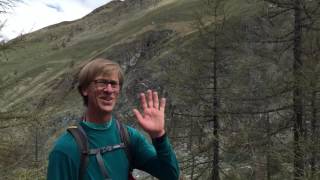 Hiking to Grunsee Lake, near the Matterhorn, above Zermatt, Switzerland