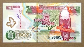 1000 Zambian Kwacha Banknote (Thousand Kwacha Zambia: 2003) Obverse & Reverse