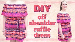 How to Make an Off the Shoulder Ruffle Dress EASY | Sewing Projects for Beginners