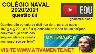 geometria  plana questão 04 colégio naval   2020 2021  prova  amarela