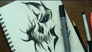 How to draw Devil Skull Tattoo | How to draw tattoo step by step tutorial | Tribal Tattoo art