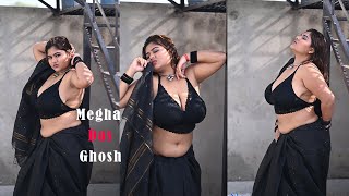 MEGHA DAS GHOSH | GORGEOUS BLACK SAREE & BRA ON A ROOFTOP | BONG BEAUTY VLOG