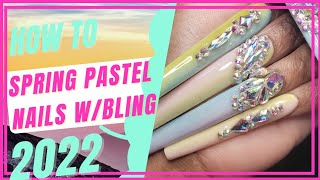 NEW 2022 SPRING PASTEL VERTICAL OMBRE W/BLING PLACEMENT ON3XL NAILS