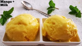 Mango Icecream || മിക്സിയിൽ അടിച്ച് നല്ല Creamy Mango ഐസ്ക്രീം || Mango Icecream Without Cream ||