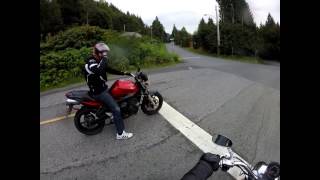 Harley riding with an FZ6 up the twistys