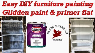 Easy DIY furniture painting~glidden paint & primer flat.