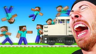 HOW MANY MINECRAFT STEVES STOP A TRAIN?! (Funny Animation)