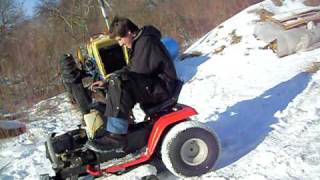 Custom Exhaust, riding mower in snow 3/4