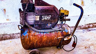 Extremely Damaged And Rusted Vintage Air Compressor Restoration  Restoration Genius