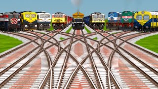 Train Simulator 🎮 9 Indian Railways Express Electric Vs Diesel / Trains Crossing Railroad #pcgames