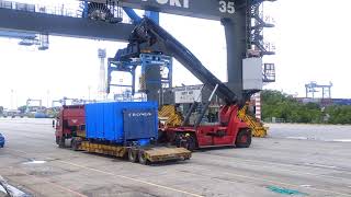 OOG Container shifted using Reach Stacker