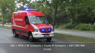 GW + RTW 2 BF Schwerin + Fustw PI Schwerin + NEF DRK RW Crivitz