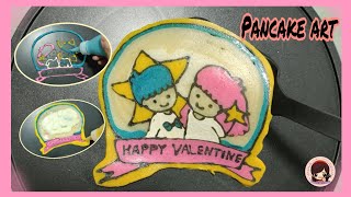 Little twin stars pancake art for Valentine's Day  - Kiki & Lala