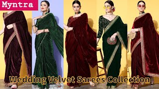 Myntra Wedding Designer Velvet Sarees Collection 2023