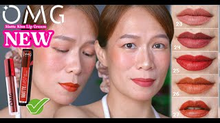 REVIEW OMG SHADES BARU-OH MY GLAM MATTE KISS LIP CREAM DI BIBIR GELAP & SWATCHES TANPA BASE MAKEUP