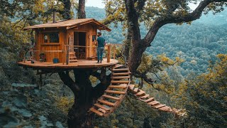 Man Builds Treehouse to Protect Himself from Predators | Start to Finish Build by @forestbuilder