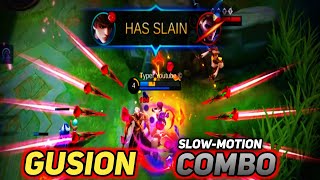 GUSION SLOW MOTION COMBO🔥| FAST AND WISE + IMMUNE TO CC| TYPER MLBB