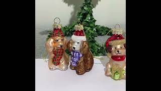 Christmas ornaments glass dogs pets for christmas decorative