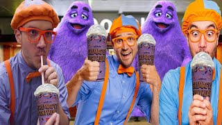 Blippi Show Having Fun with The Grimace Shake Challenge in Real Life!