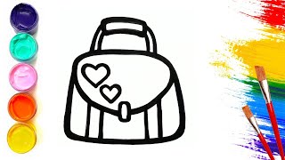 How to draw a Bag with heart for kids and toddlers | Hướng dẫn bé cách vẽ túi xách với trái tim