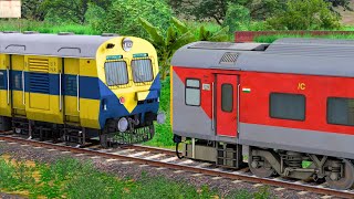 ICF MEMU COUPLING LHB RED AC COACH | BUMPY RAILROAD | RAILWORKS | TRAIN SIMULATOR 2022 | RAILROAD