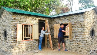 Start To Finish Build Log Cabin TIMELAPSE: Building A Solid House With Many Stone. FULL BUILD